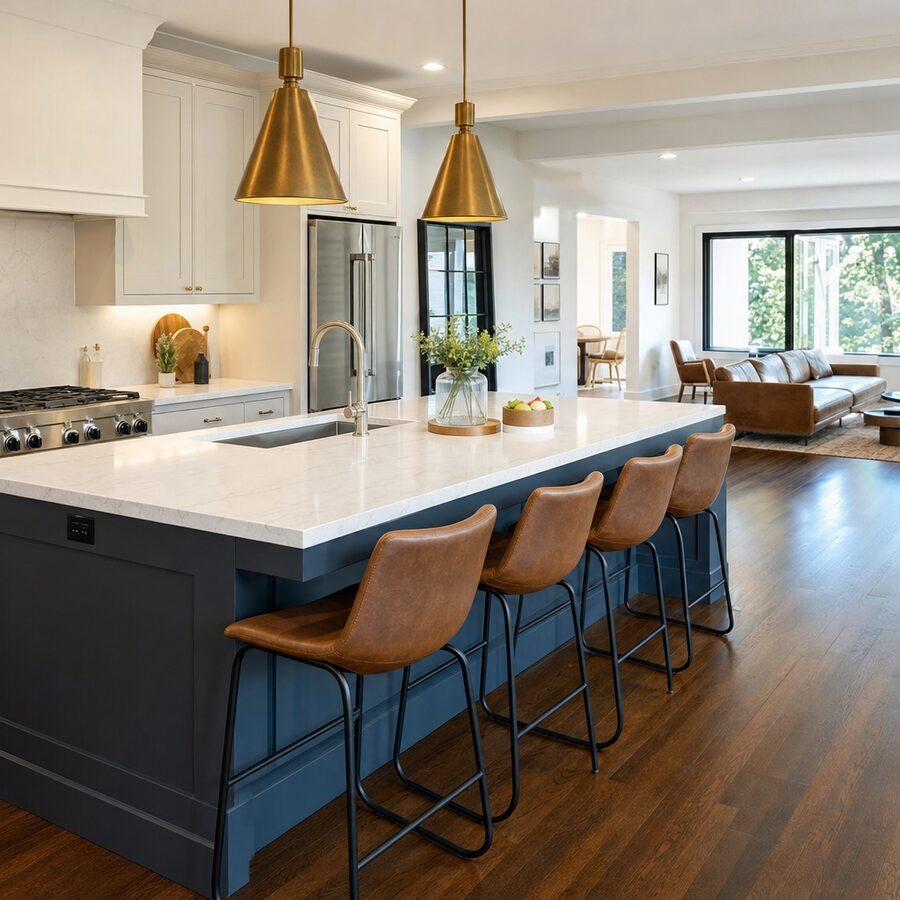 Open concept kitchen and living space remodel